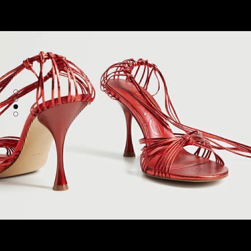MANGO - Metallic Red Strappy Heeled Sandals - Picture 4 of 11